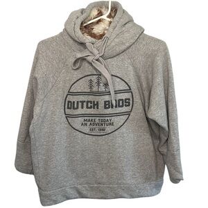 Dutch Bros SMALL Oatmeal Hoodie With Faux Fur “Make Today An Adventure” DB 1992